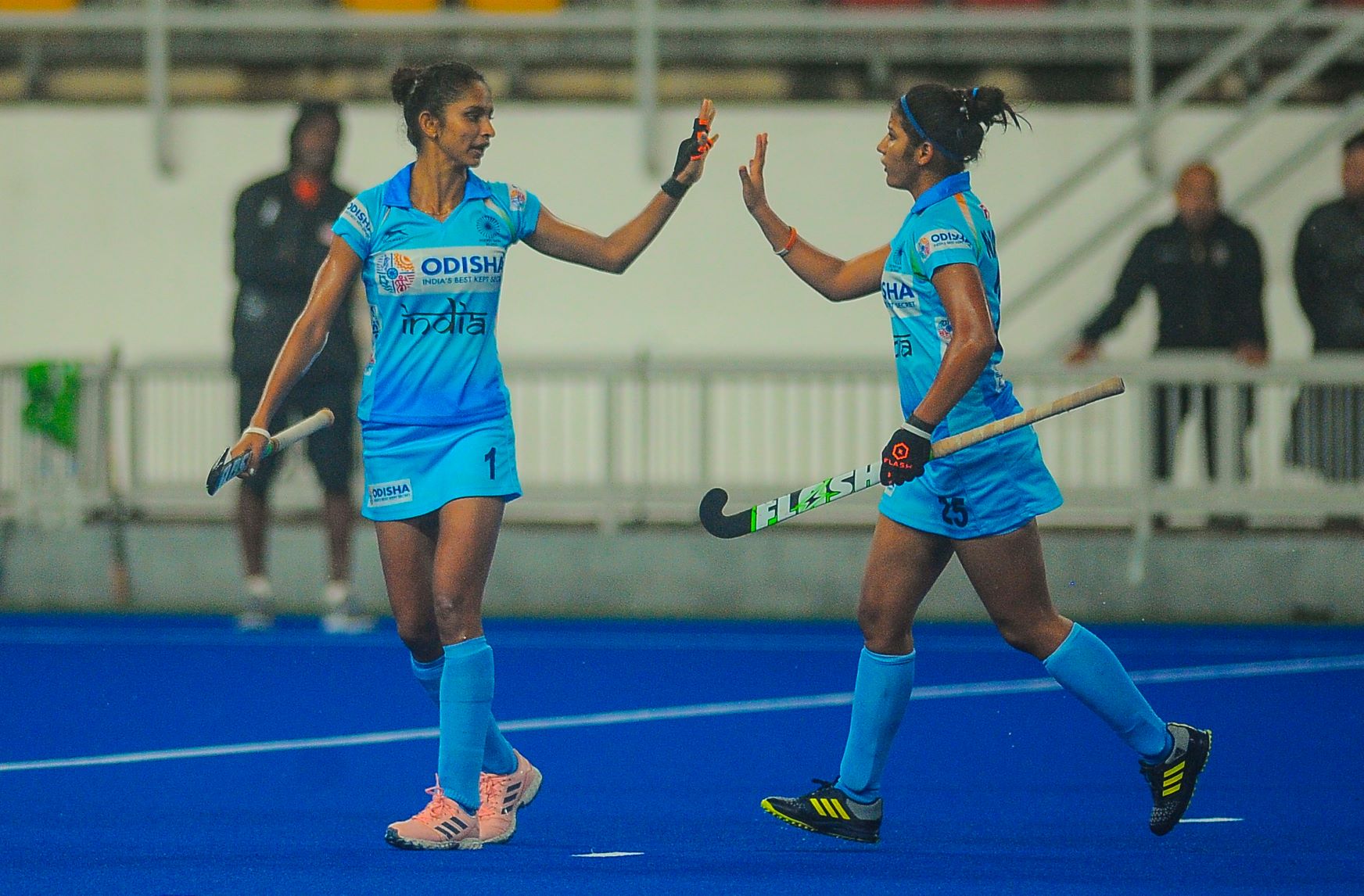 Navjot Kaur (left) plays in the Indian women's hockey team as a forward