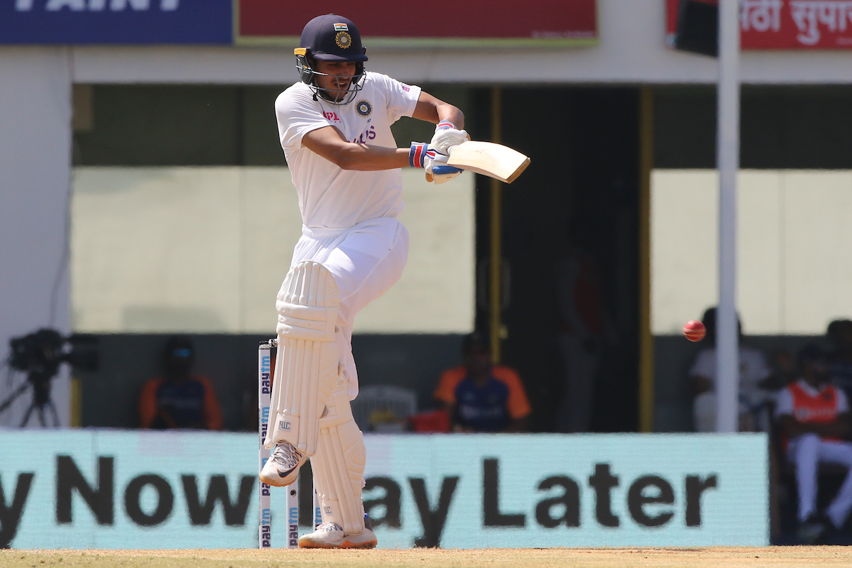 Gill playing a pull shot during the Test series opener against England 