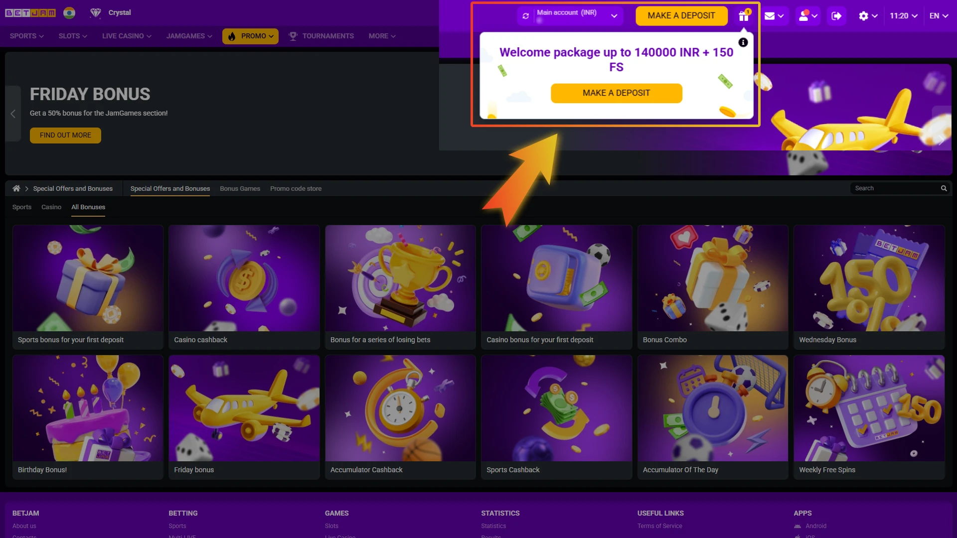 Once you finish your registration or make your first deposit, the bonus will be added to your account automatically.
