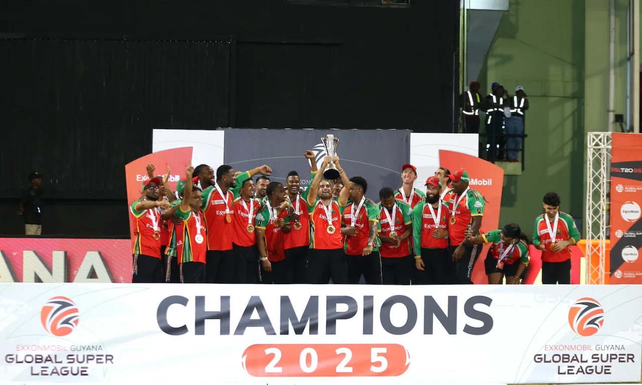 Guyana Amazon Warriors with GSL 2025 Trophy