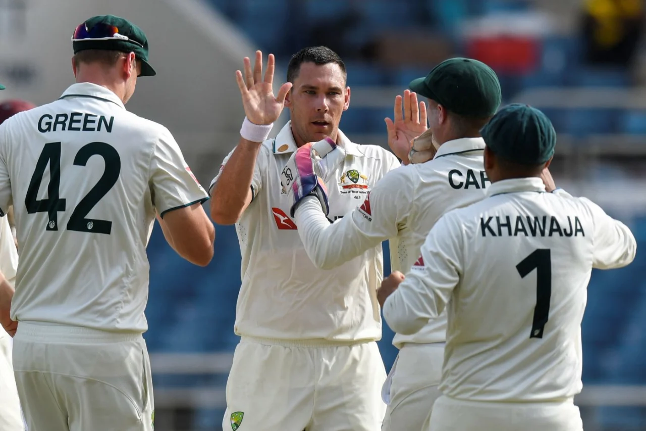 Scott Boland ended the first innings at Sabrina Park as Australia's most successful bowler with three scalps against the West Indies.