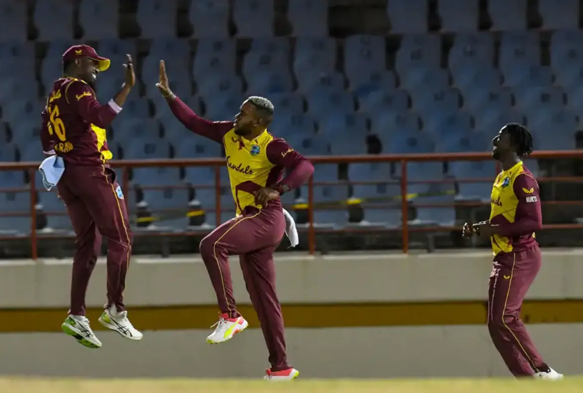West Indies defeated Australia by 16 runs.